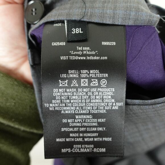 Ted Baker Endurance Sterling Small Checked Trouser Dress Pants Mens SZ 38L Gray - Picture 13 of 16